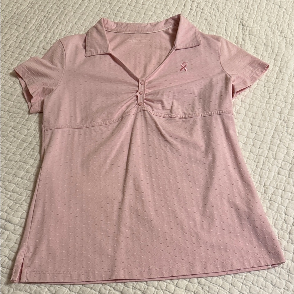Lady Hagen Light Pink Short Sleeve Polo Top